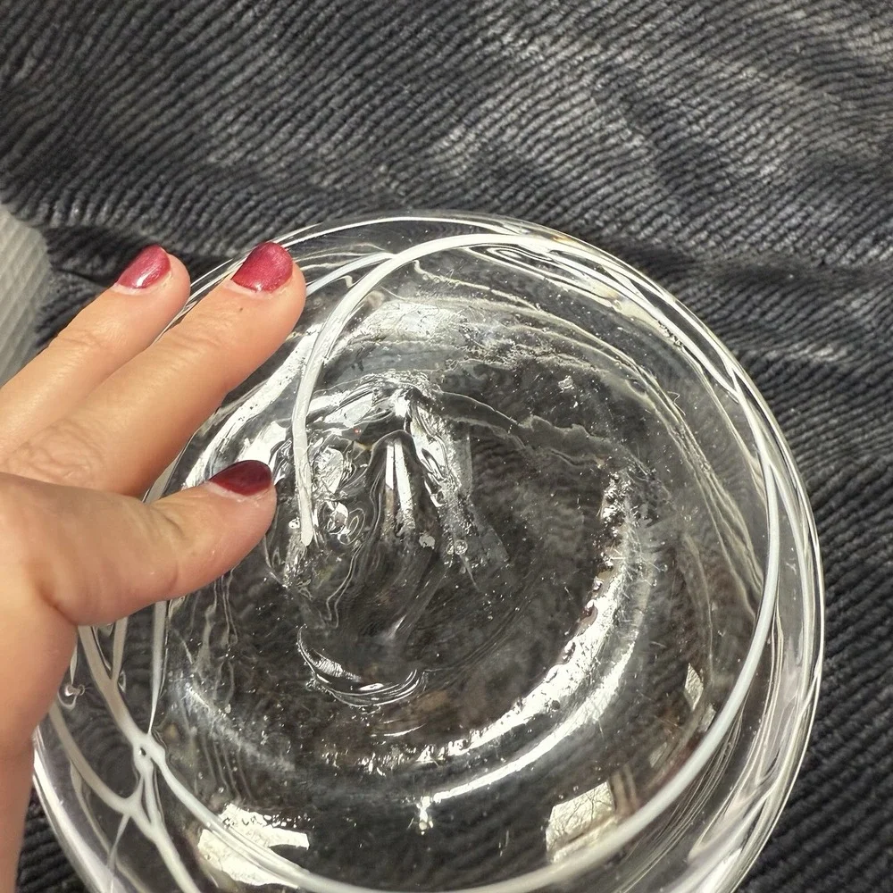 Blown Glass Clear Vase With White Modern‎ Design 5.75
